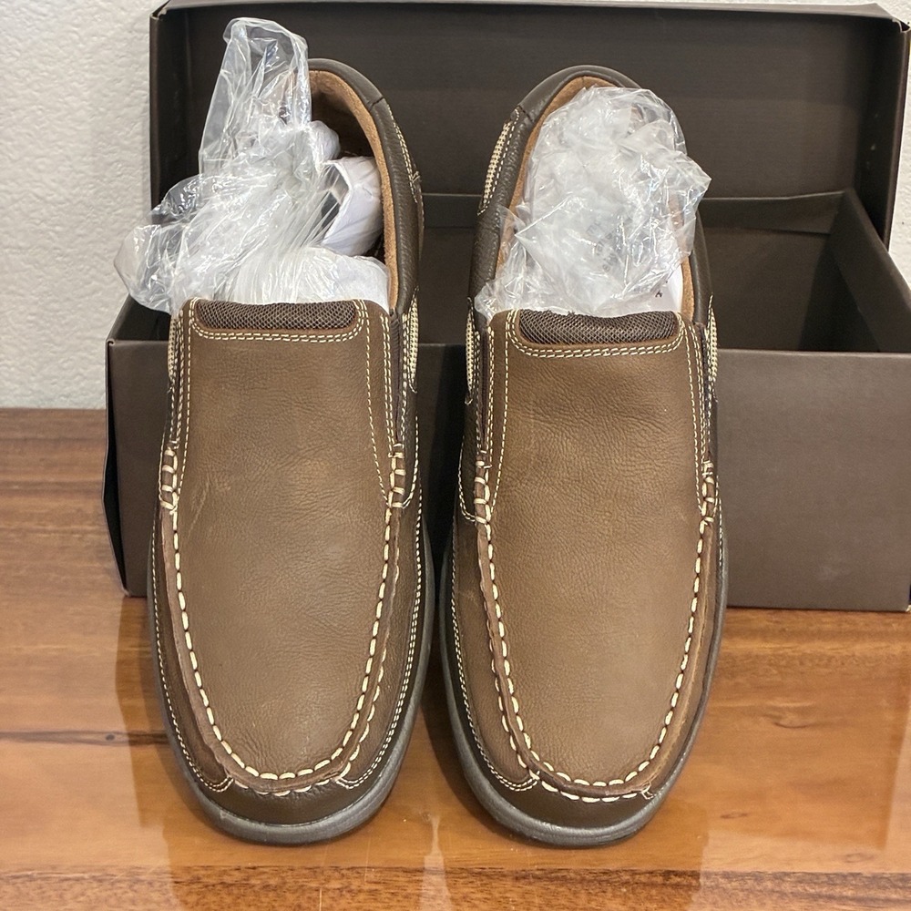 Florsheim Lakeside Slip Mens Size 9 Stone Leather Loafers Boat‎ Shoes NIB